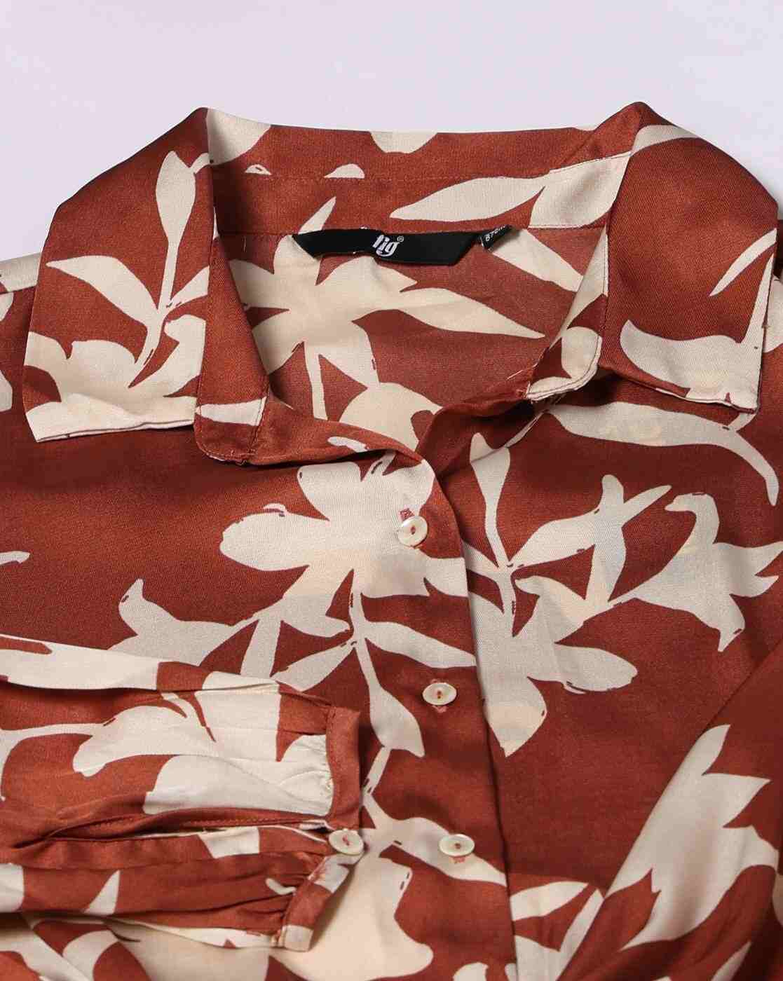 FIG | Women Floral Print Relaxed Fit Shirt with Twist-Hem|4