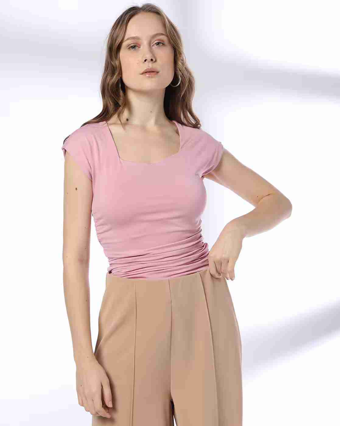 FIG | Women Bodycon Ruched Slim Fit Top|0