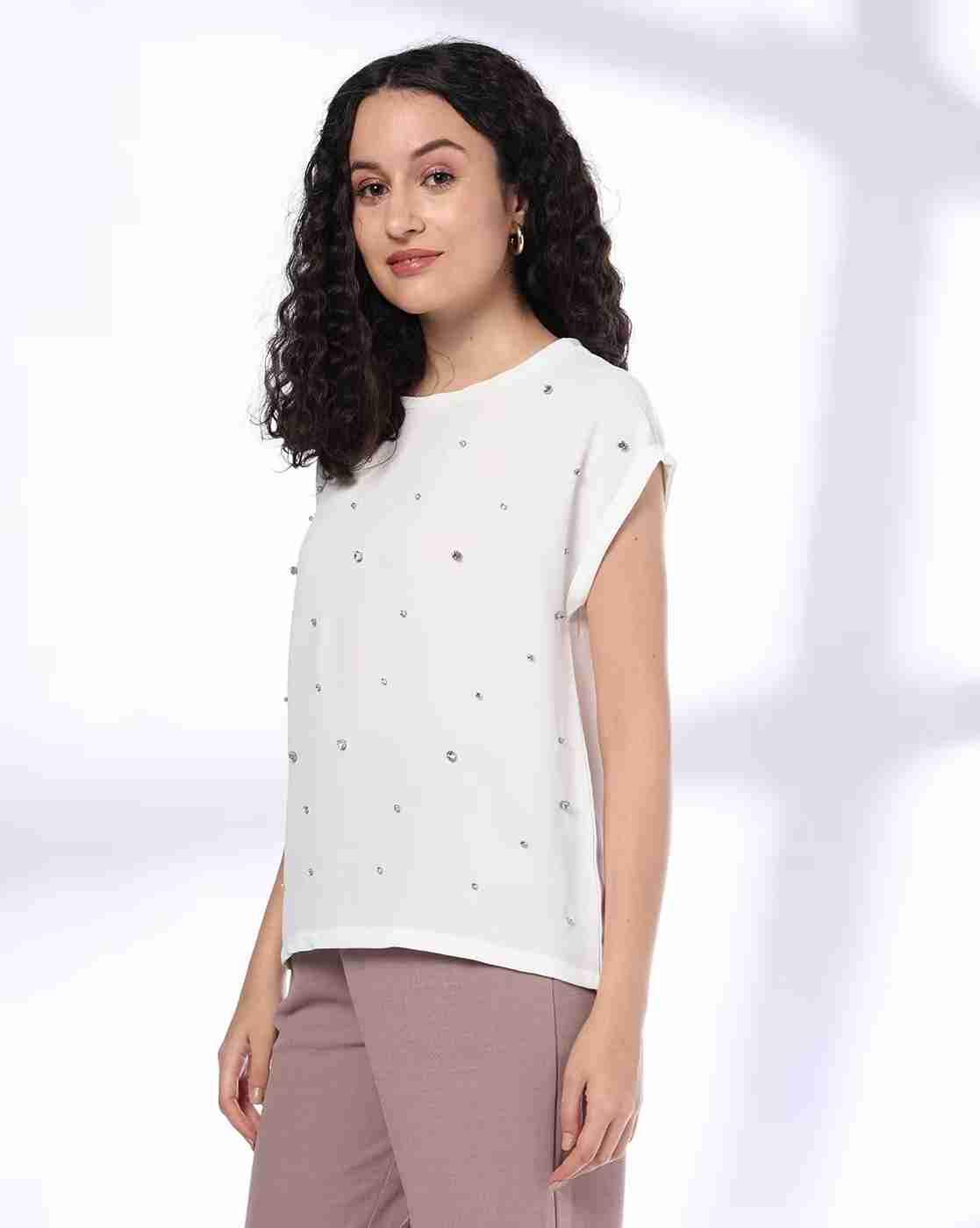 FIG | Women Rhinestone Embellished Boxy Fit Top|1