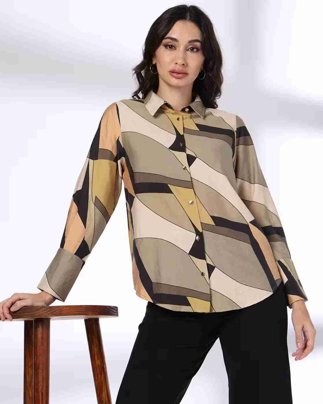 FIG | Women Printed Relaxed Fit Shirt|0