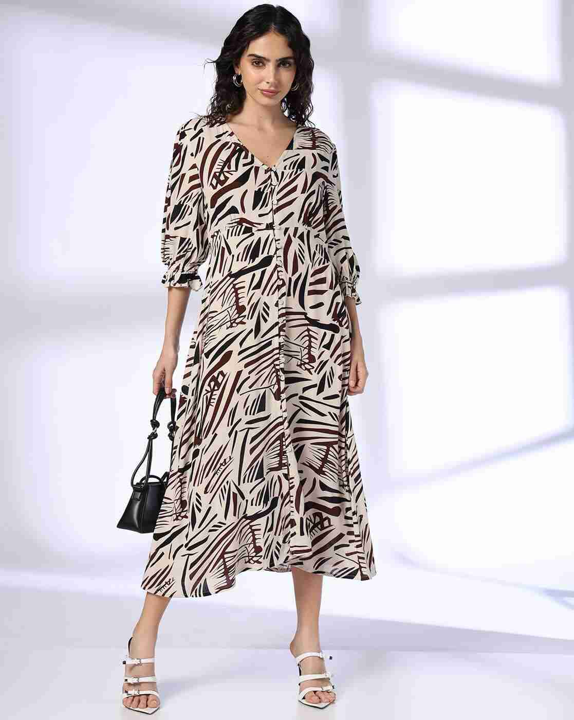 FIG | Women Printed A-Line Dress|0