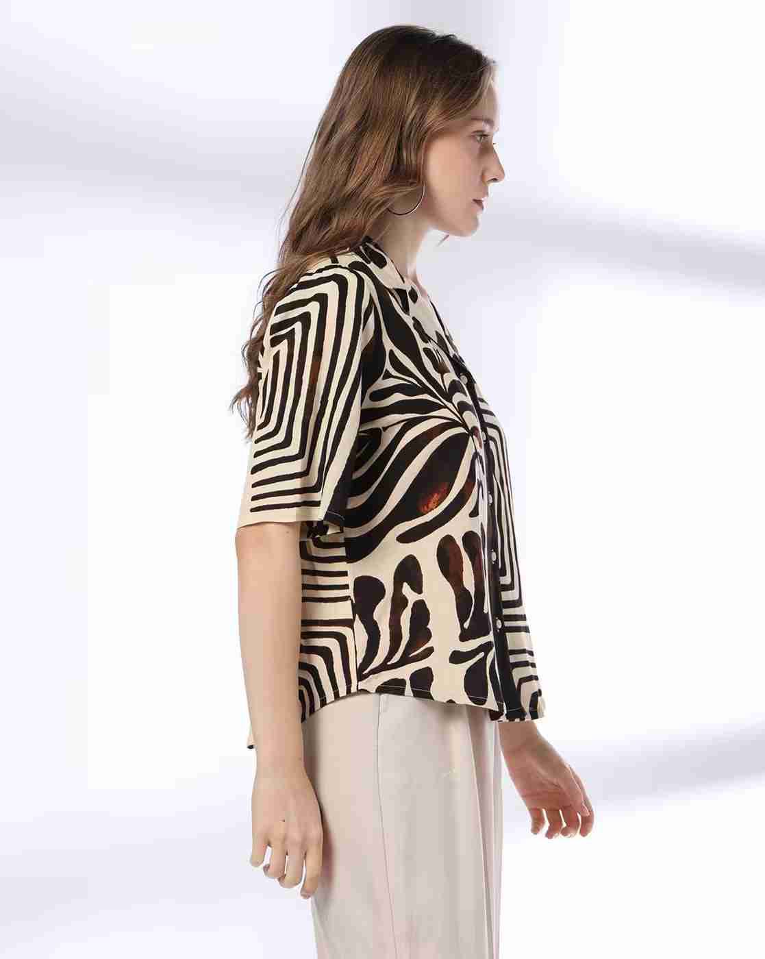 FIG | Women Leaf Print Relaxed Fit Shirt|1