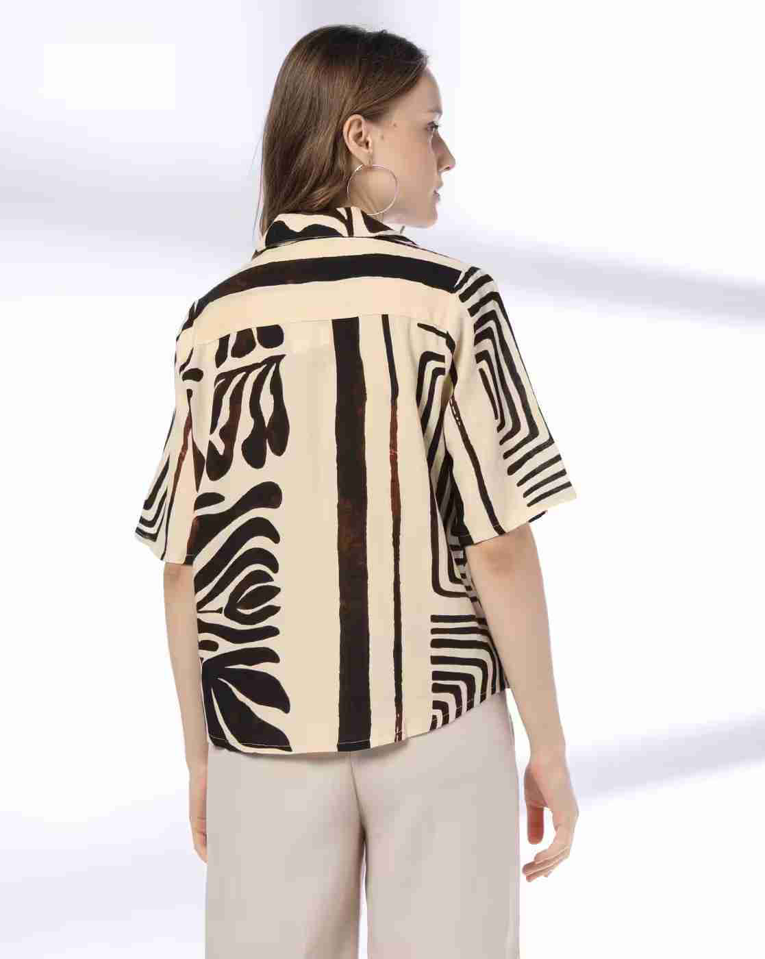 FIG | Women Leaf Print Relaxed Fit Shirt|2