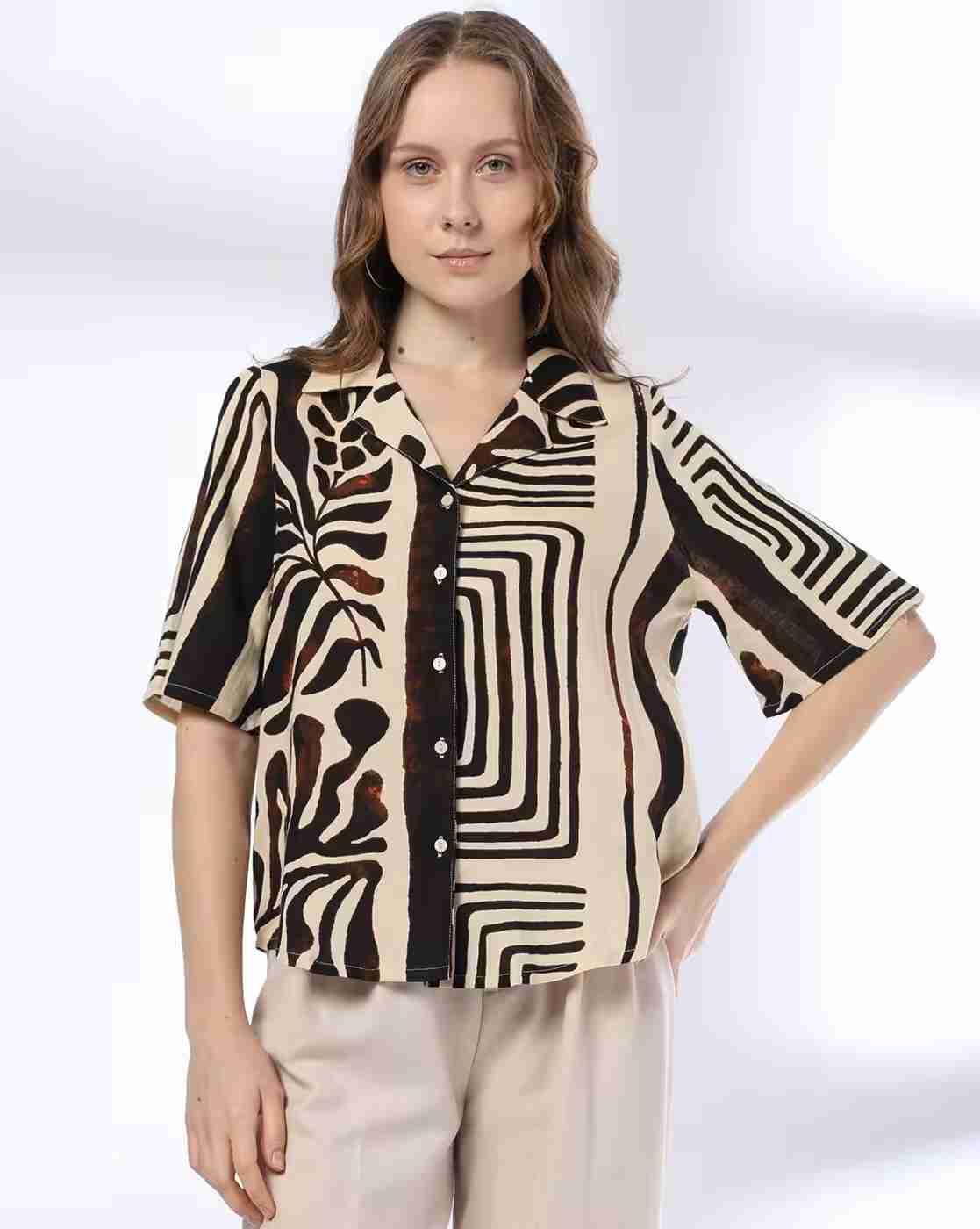 FIG | Women Leaf Print Relaxed Fit Shirt|3