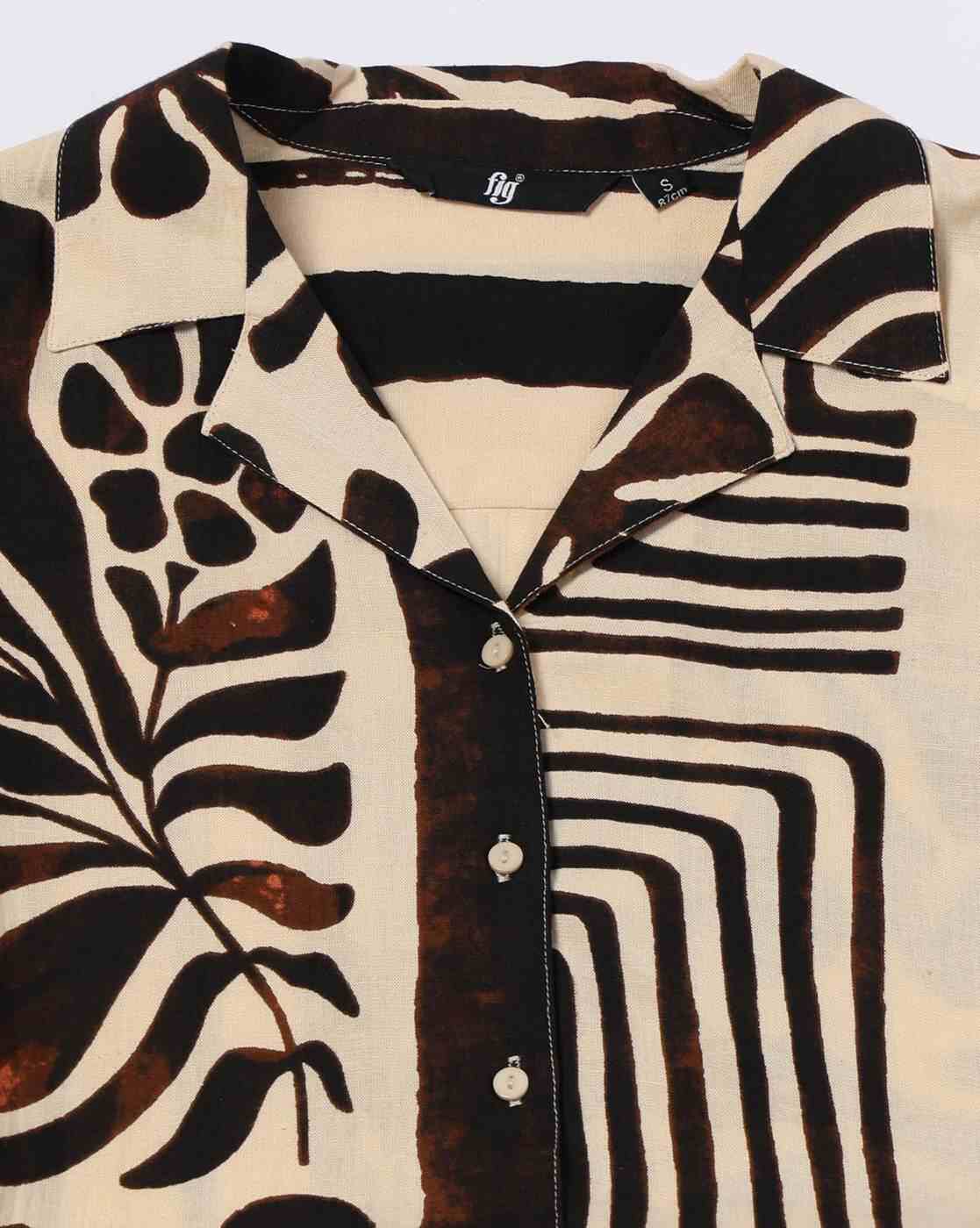FIG | Women Leaf Print Relaxed Fit Shirt|5