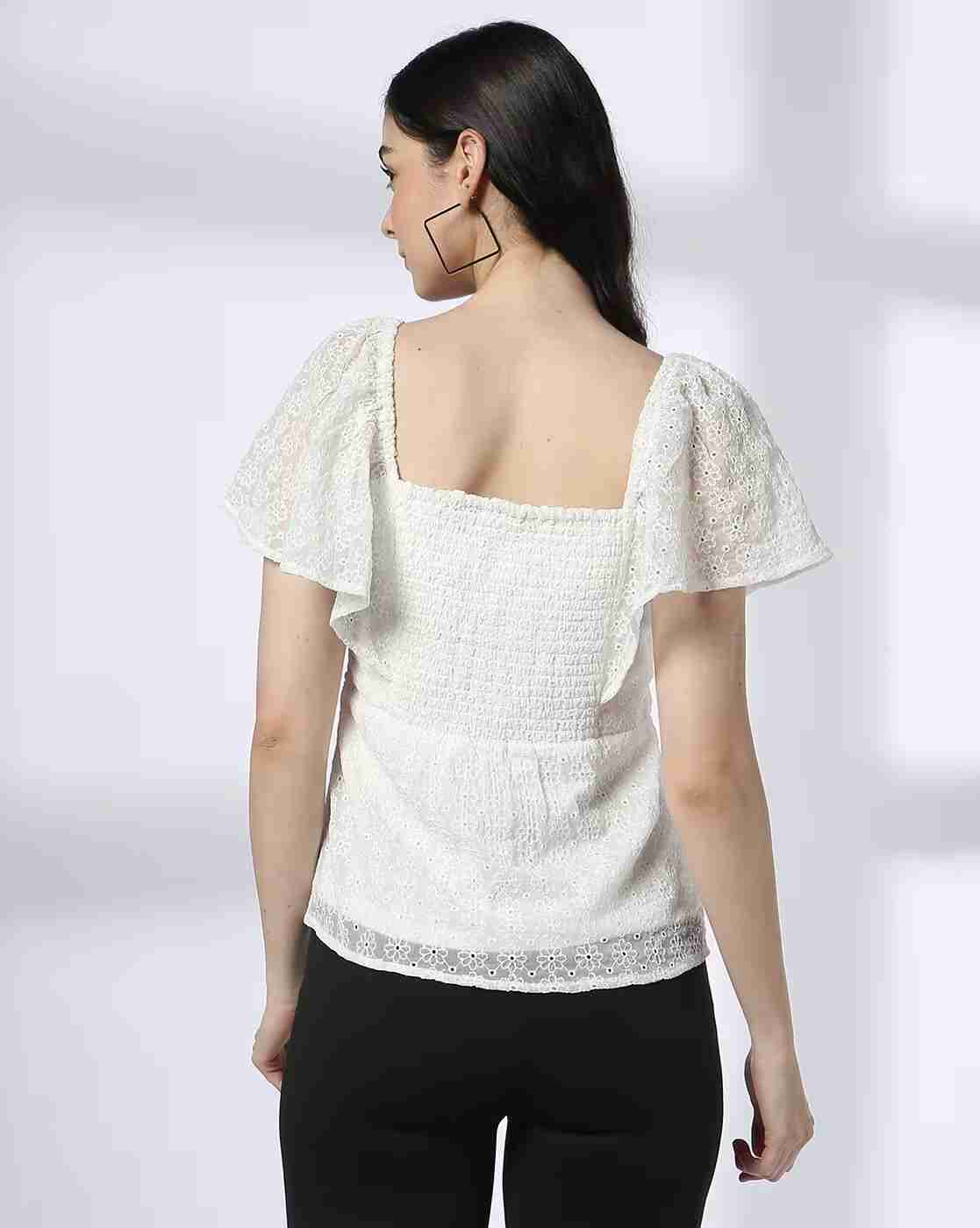 FIG | Women Schiffli Embroidered Slim Fit Top|2