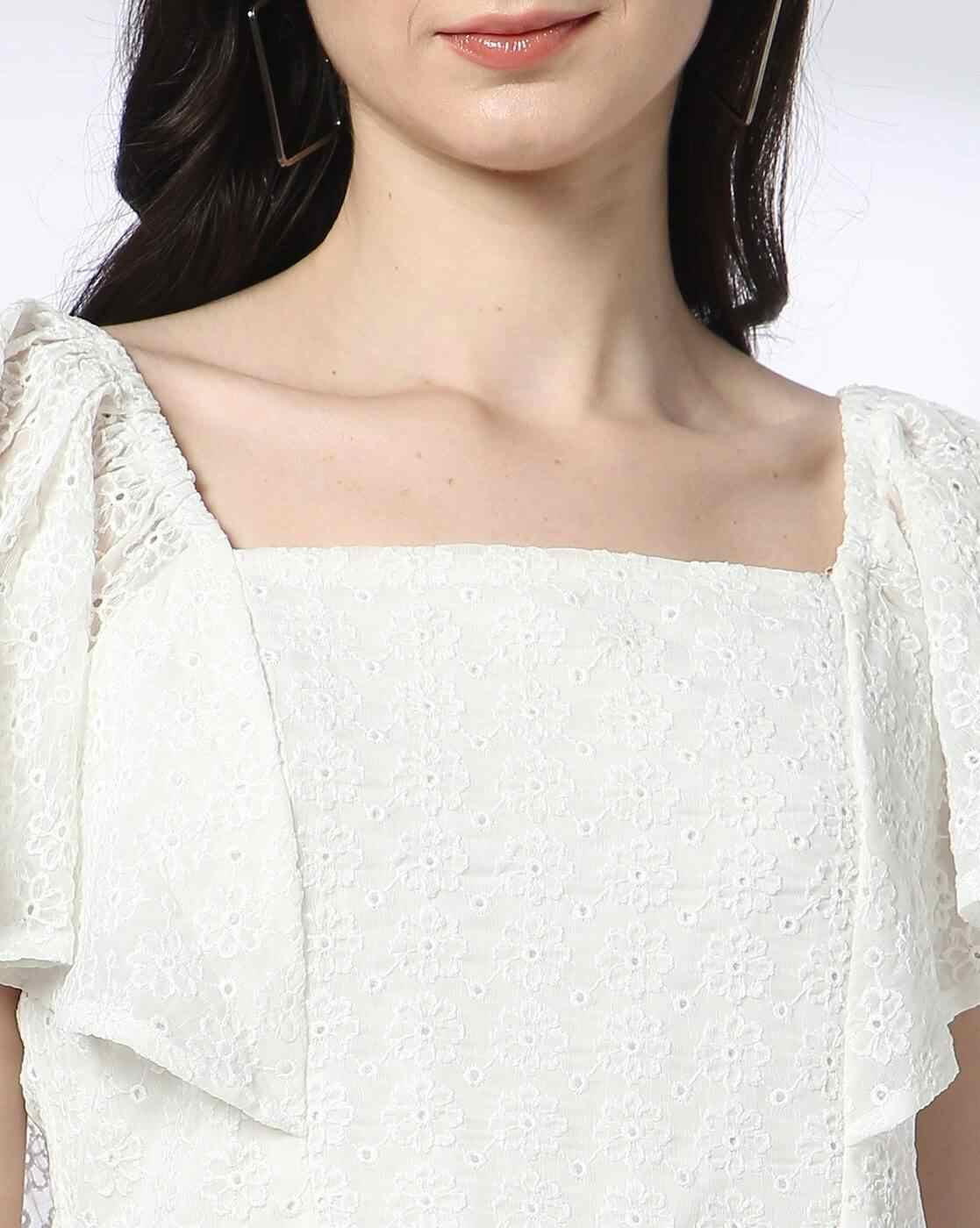 FIG | Women Schiffli Embroidered Slim Fit Top|3