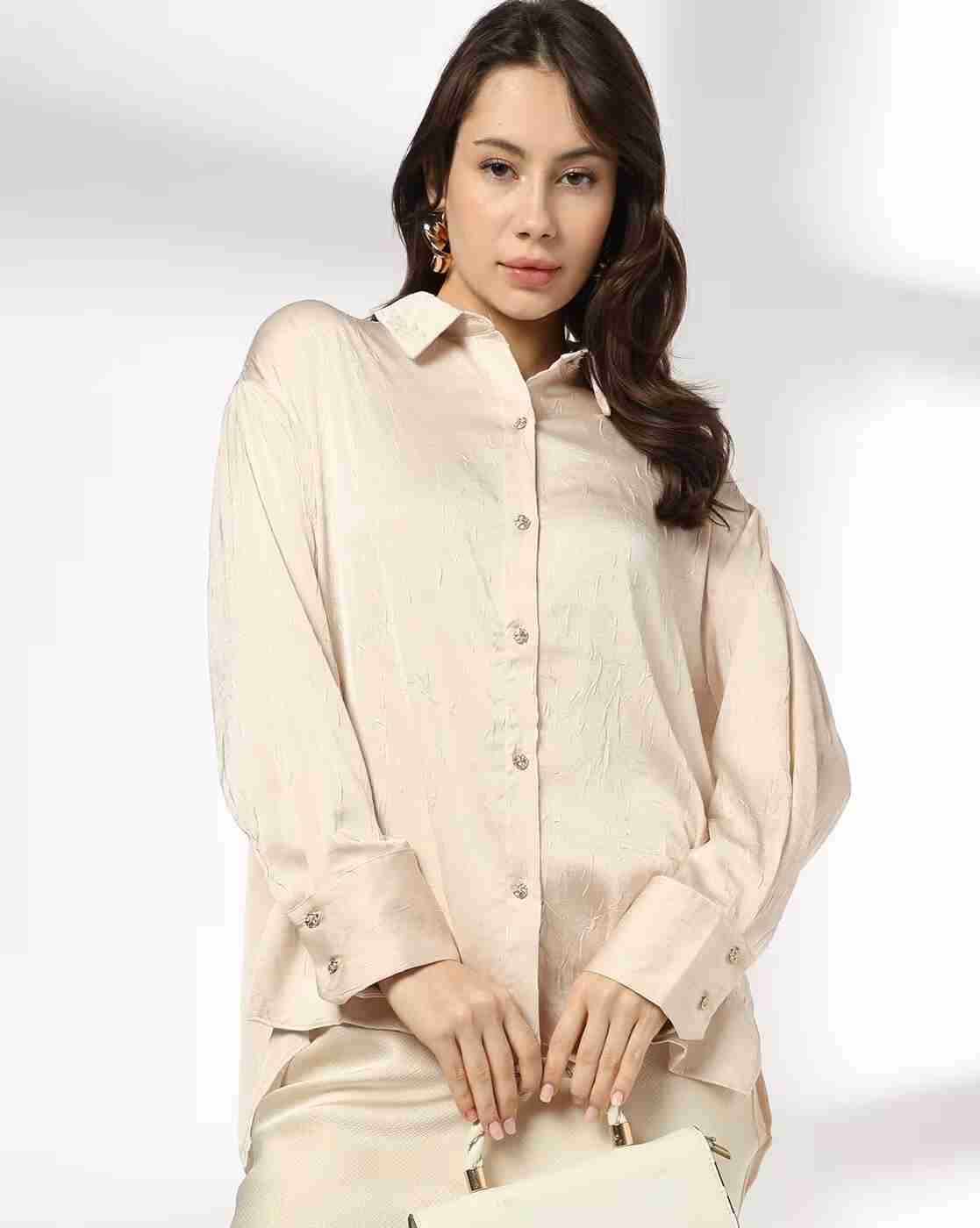 FIG | Women Crushed Satin Oversized Shirt|0
