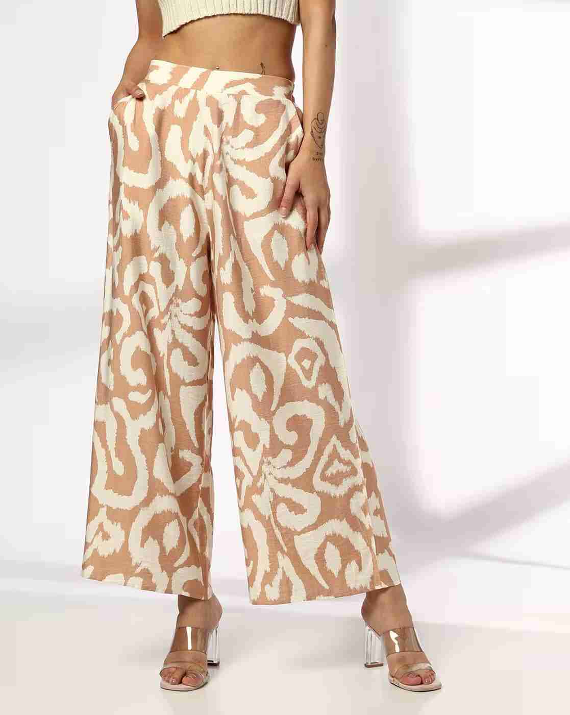 FIG | Women Printed High-Rise Wide-Leg Trousers|0