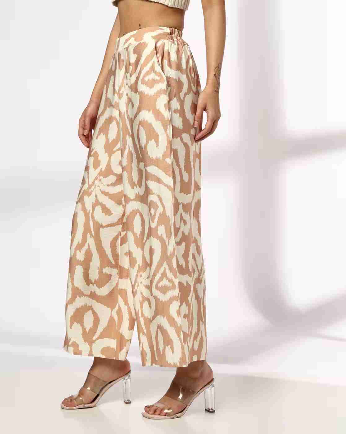 FIG | Women Printed High-Rise Wide-Leg Trousers|1