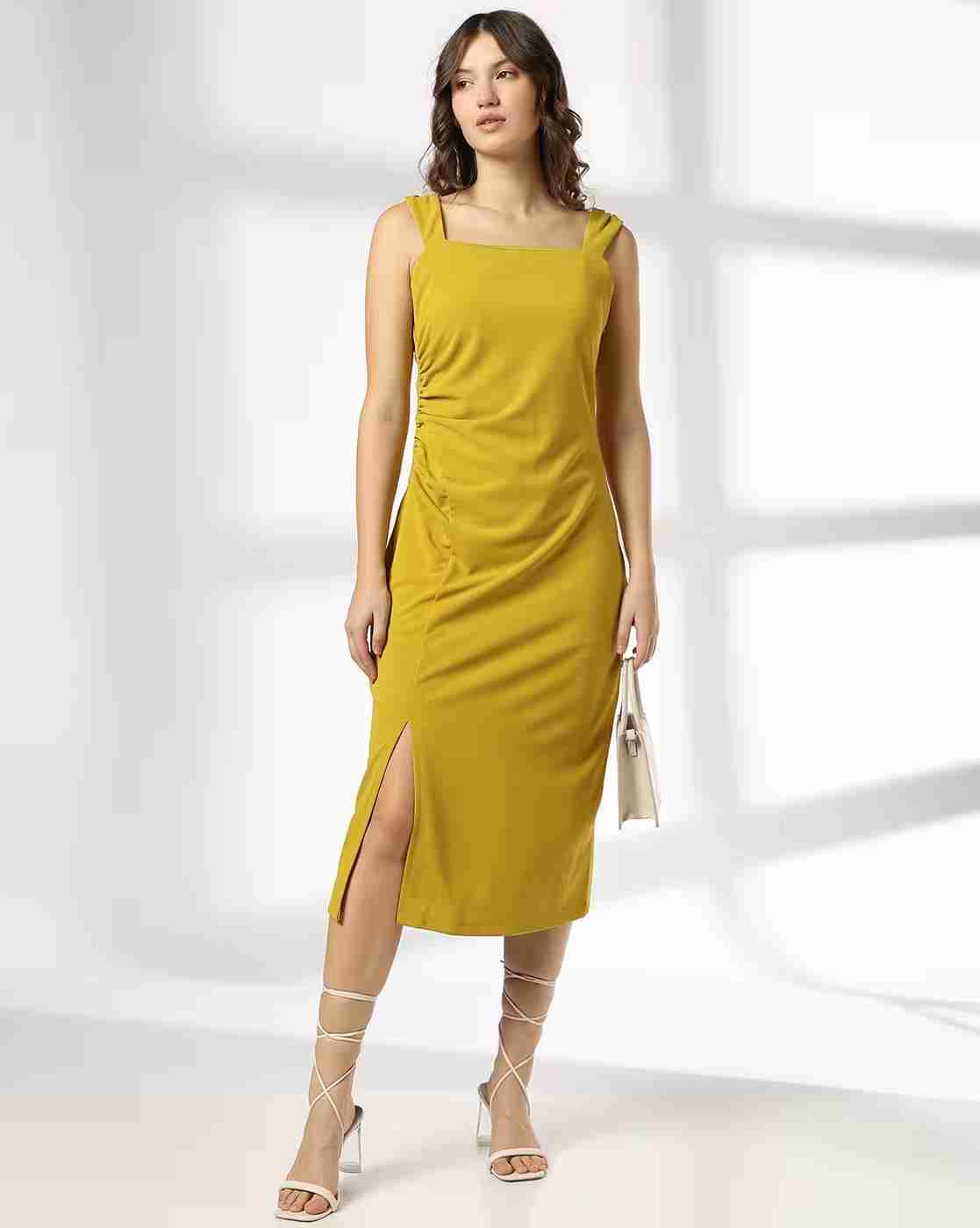 FIG | Women Ruched Square-Neck Bodycon Dress|0