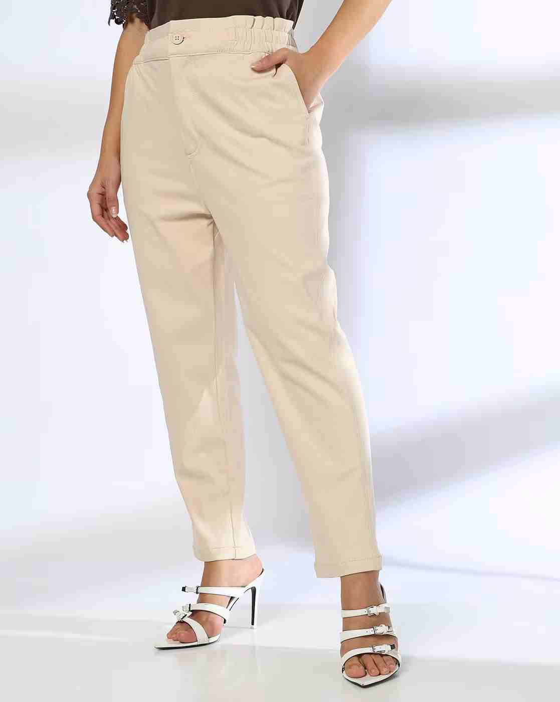 Women Relaxed Fit Flat-Front Pants