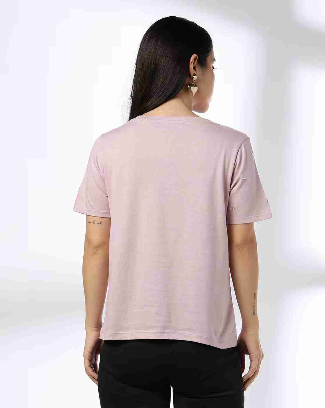 FIG | Women Embellished Slim Fit Crew-Neck T-Shirt|2