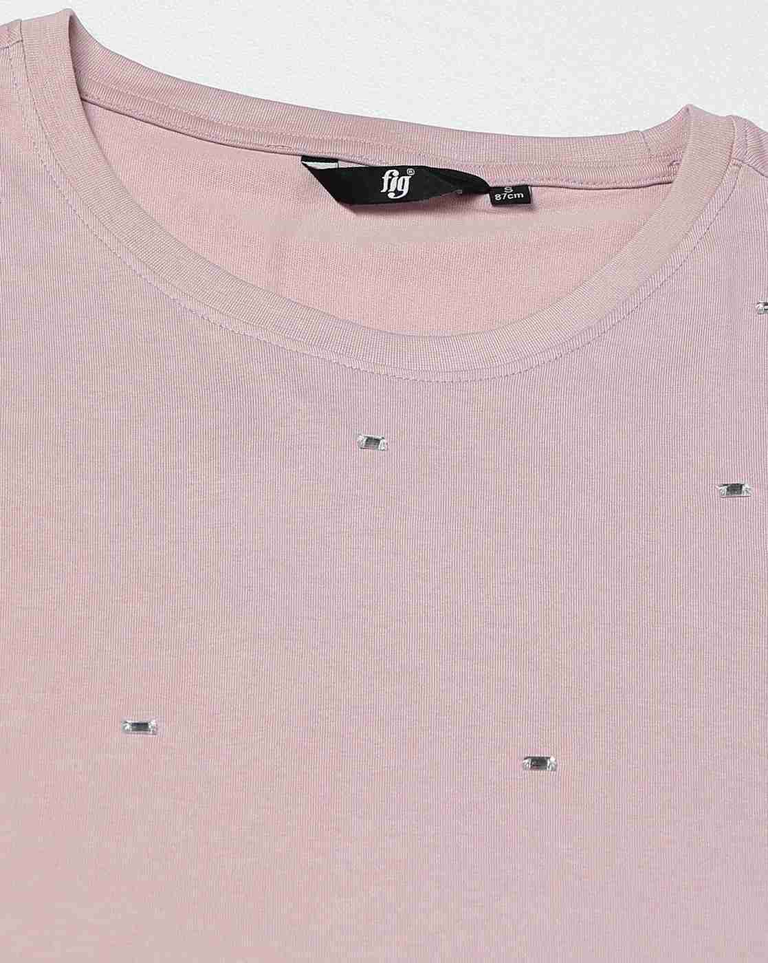 FIG | Women Embellished Slim Fit Crew-Neck T-Shirt|4