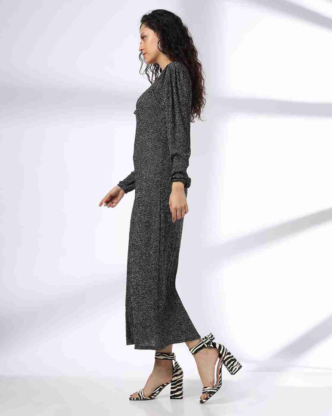 FIG | Women Animal Print V-Neck A Cut Empire Seam A-Line Dress|1