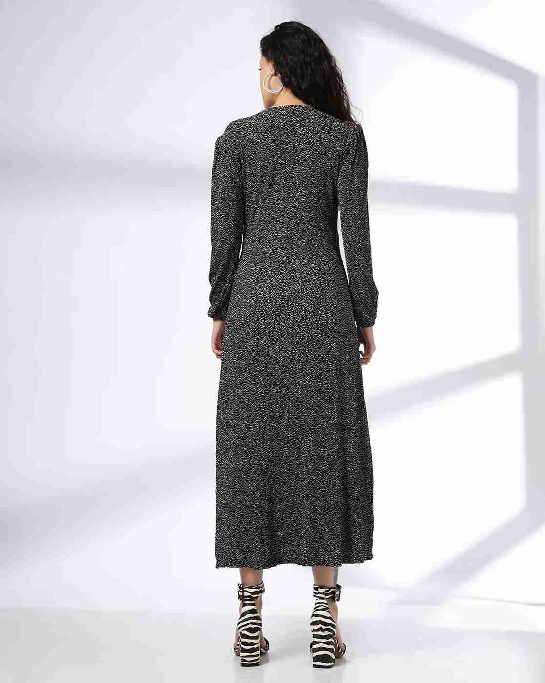 FIG | Women Animal Print V-Neck A Cut Empire Seam A-Line Dress|2