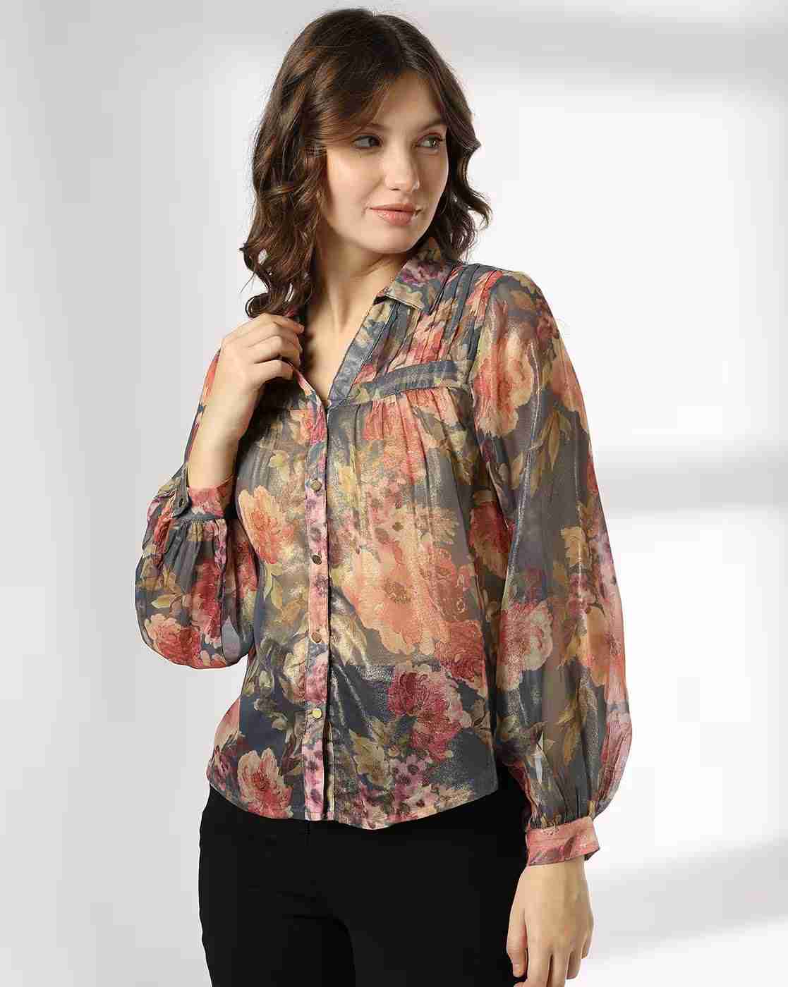 FIG | Women Floral Print Slim Fit Top|0