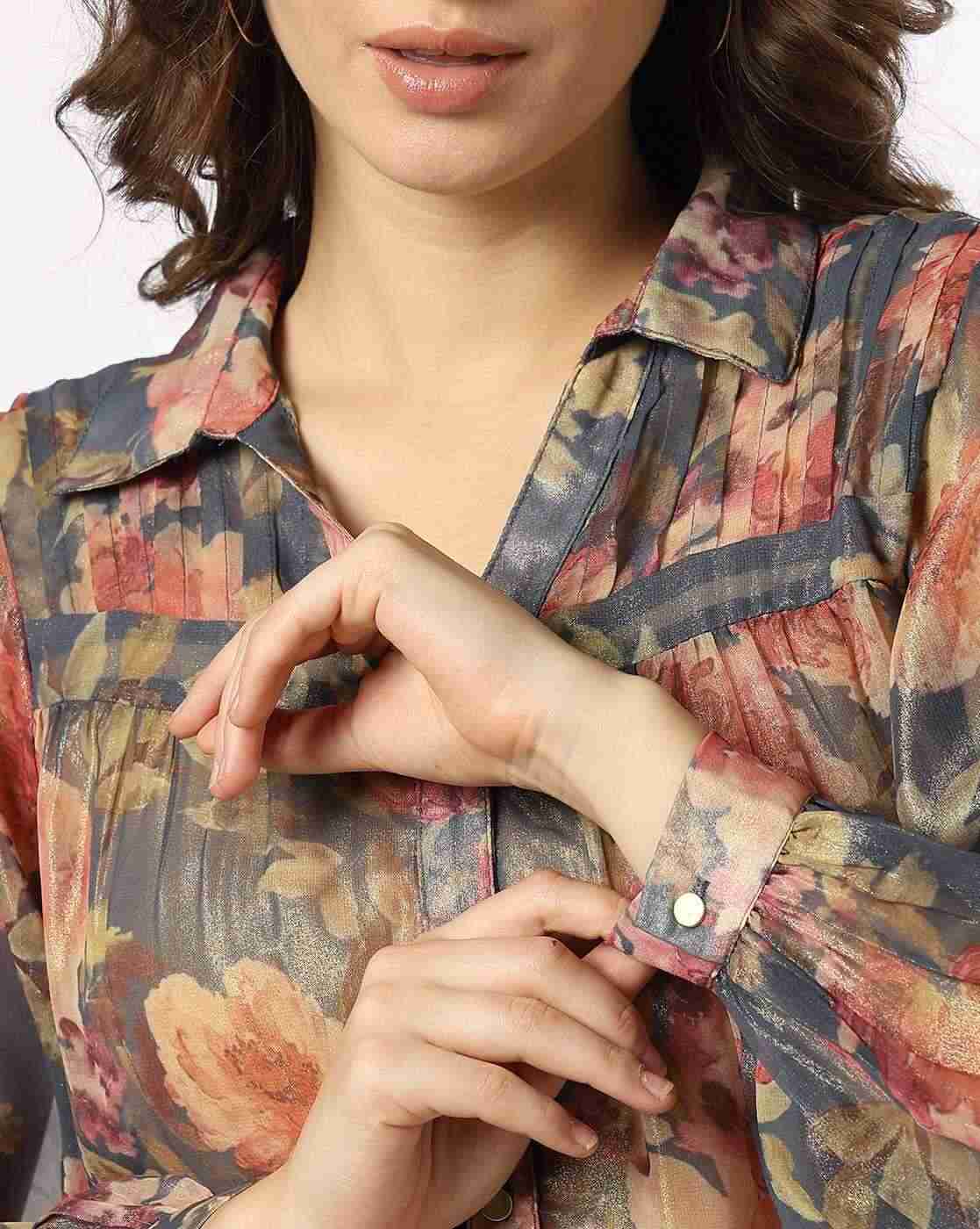 FIG | Women Floral Print Slim Fit Top|3