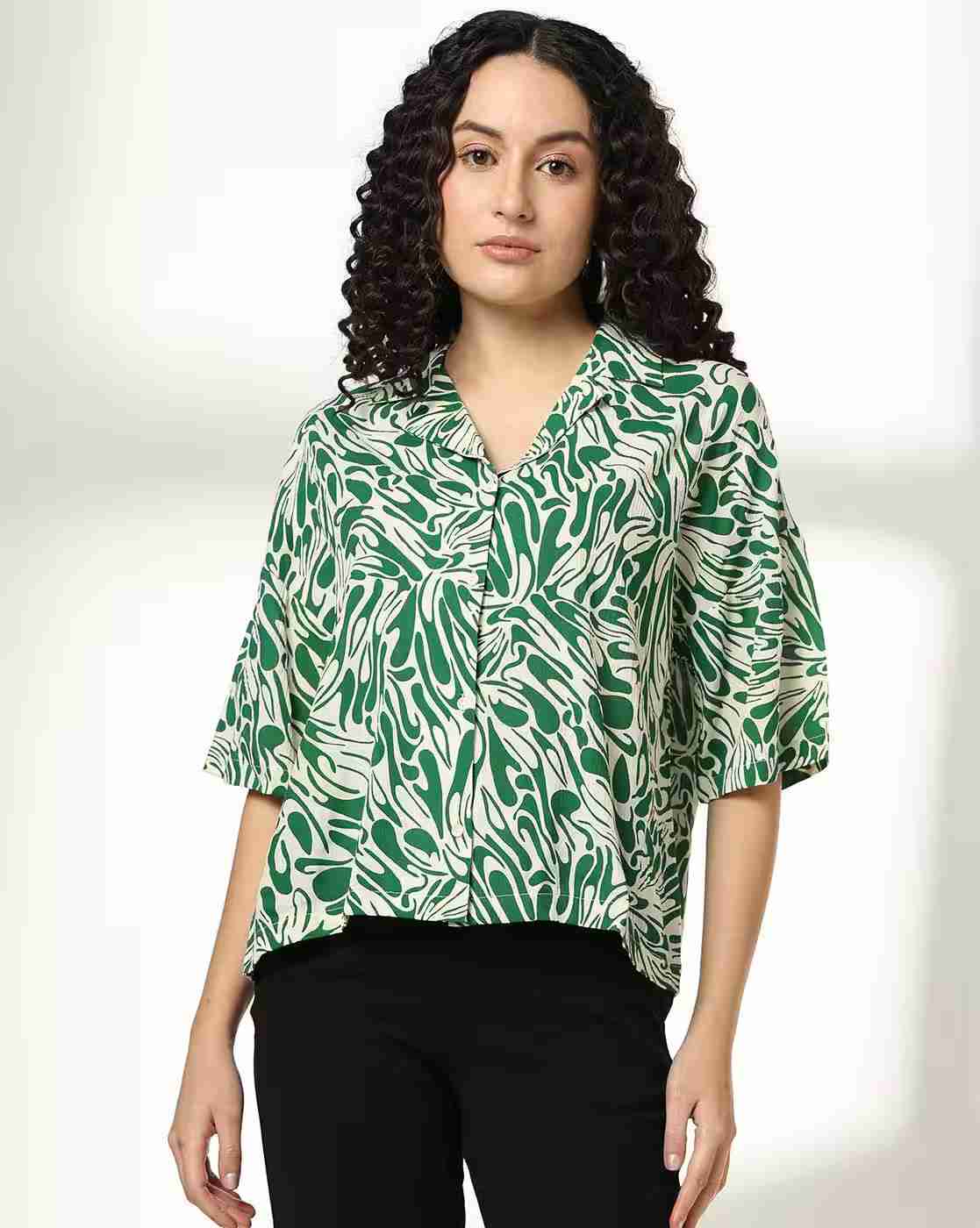 FIG | Women Printed Relaxed Fit Shirt|0