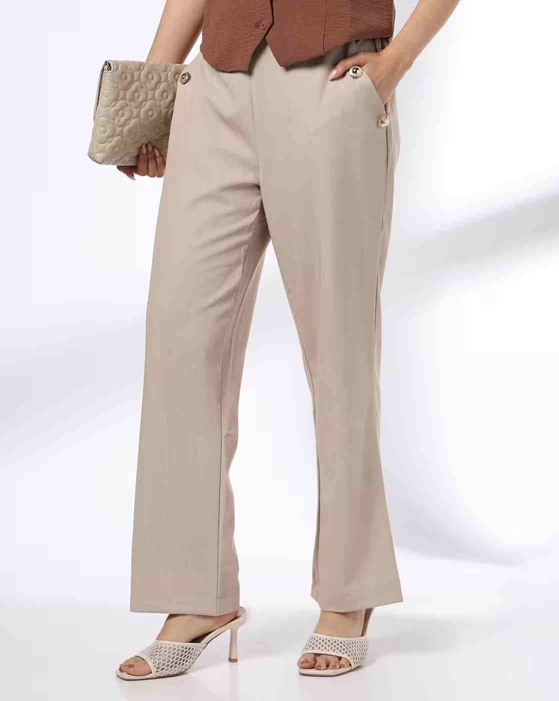 FIG | Women Flared Pants with Button Detail|0