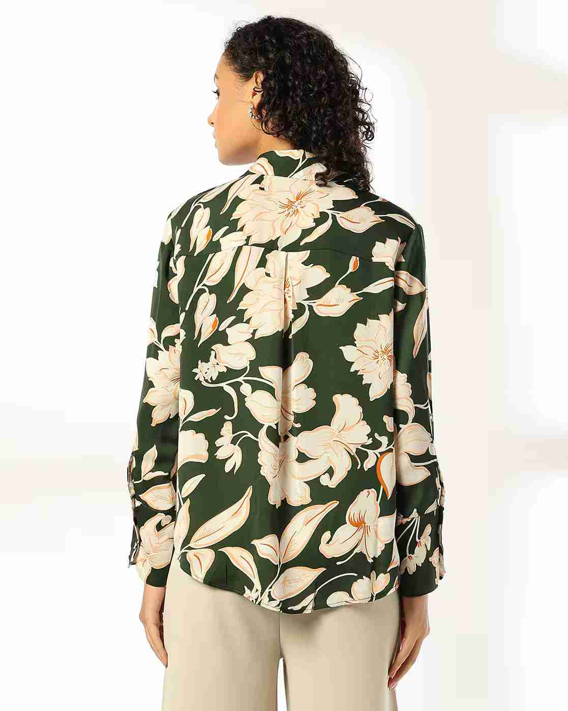 FIG | Women Floral Print Relaxed Fit Satin Shirt|2