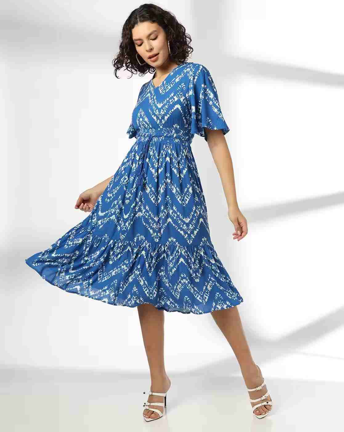 FIG | Women Chevron Print Fit & Flare Dress|0