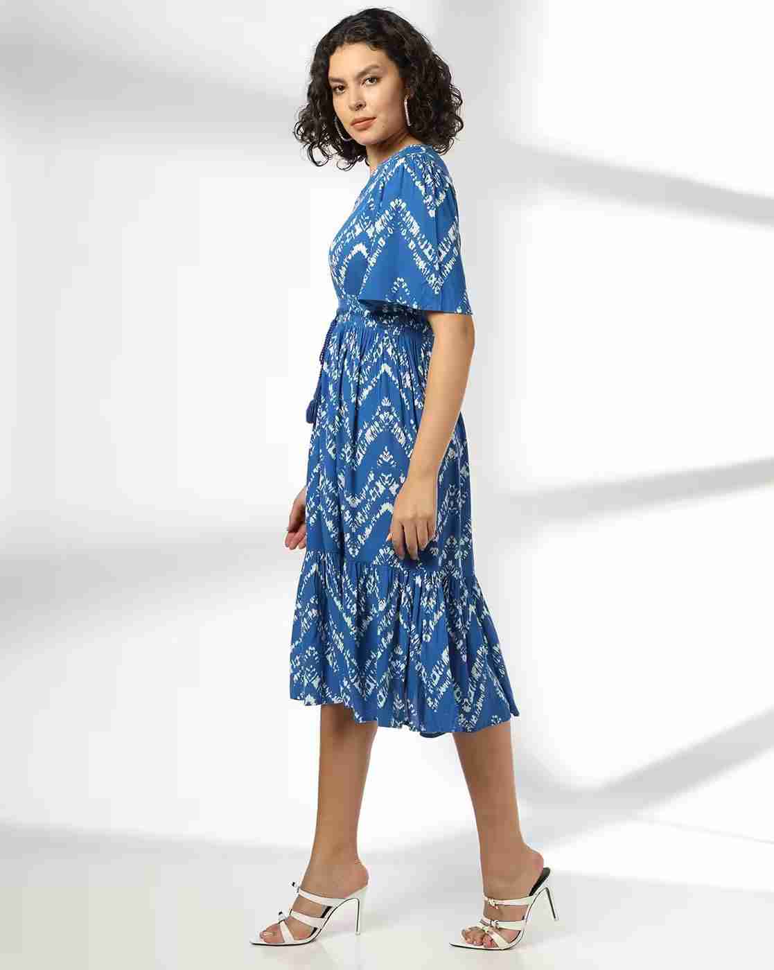 FIG | Women Chevron Print Fit & Flare Dress|1