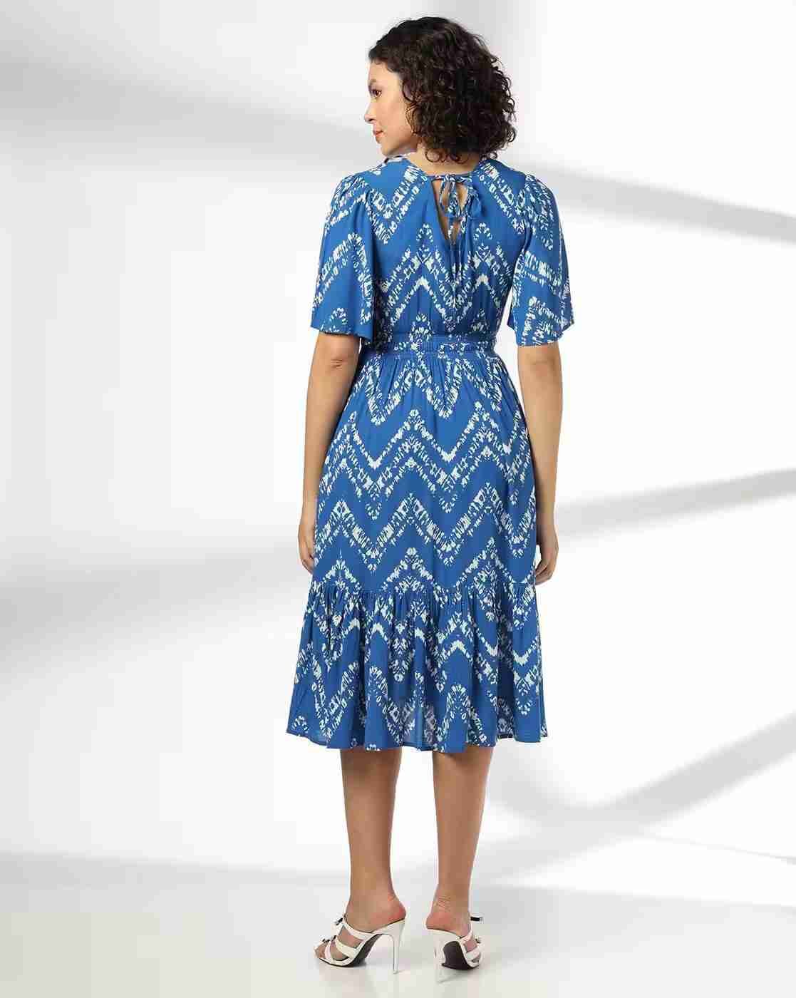 FIG | Women Chevron Print Fit & Flare Dress|2