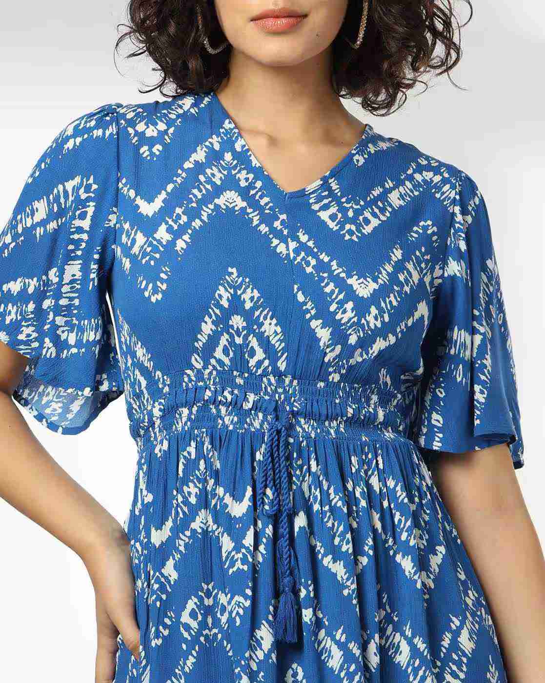 FIG | Women Chevron Print Fit & Flare Dress|3