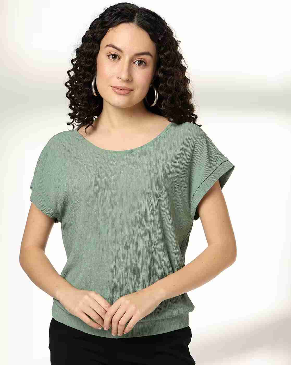 FIG | Women Relaxed Fit Boat-Neck T-Shirt|0