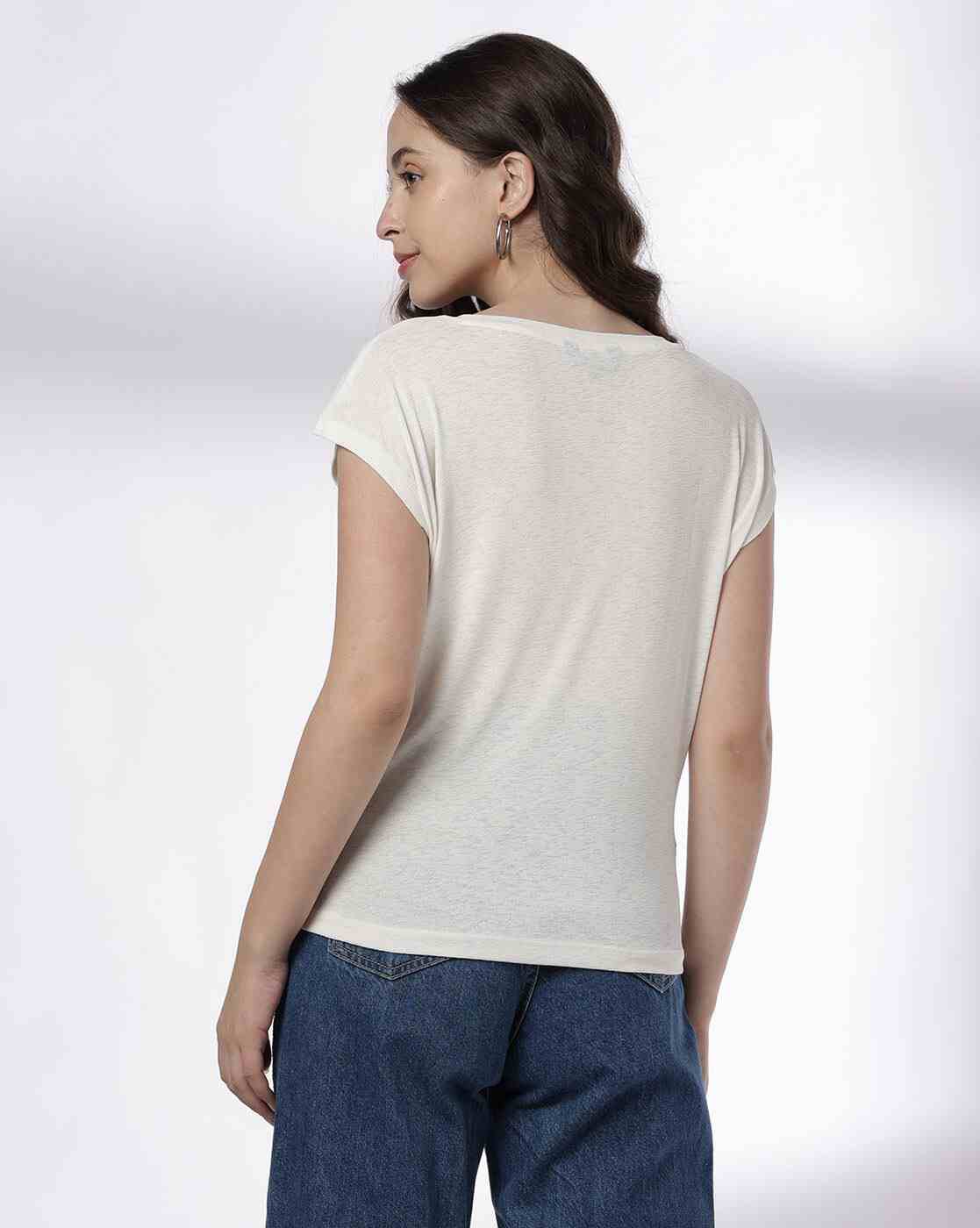 FIG | Women Embellished Slim Fit Crew-Neck T-Shirt|2