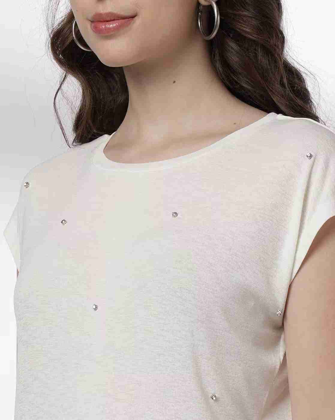 FIG | Women Embellished Slim Fit Crew-Neck T-Shirt|4