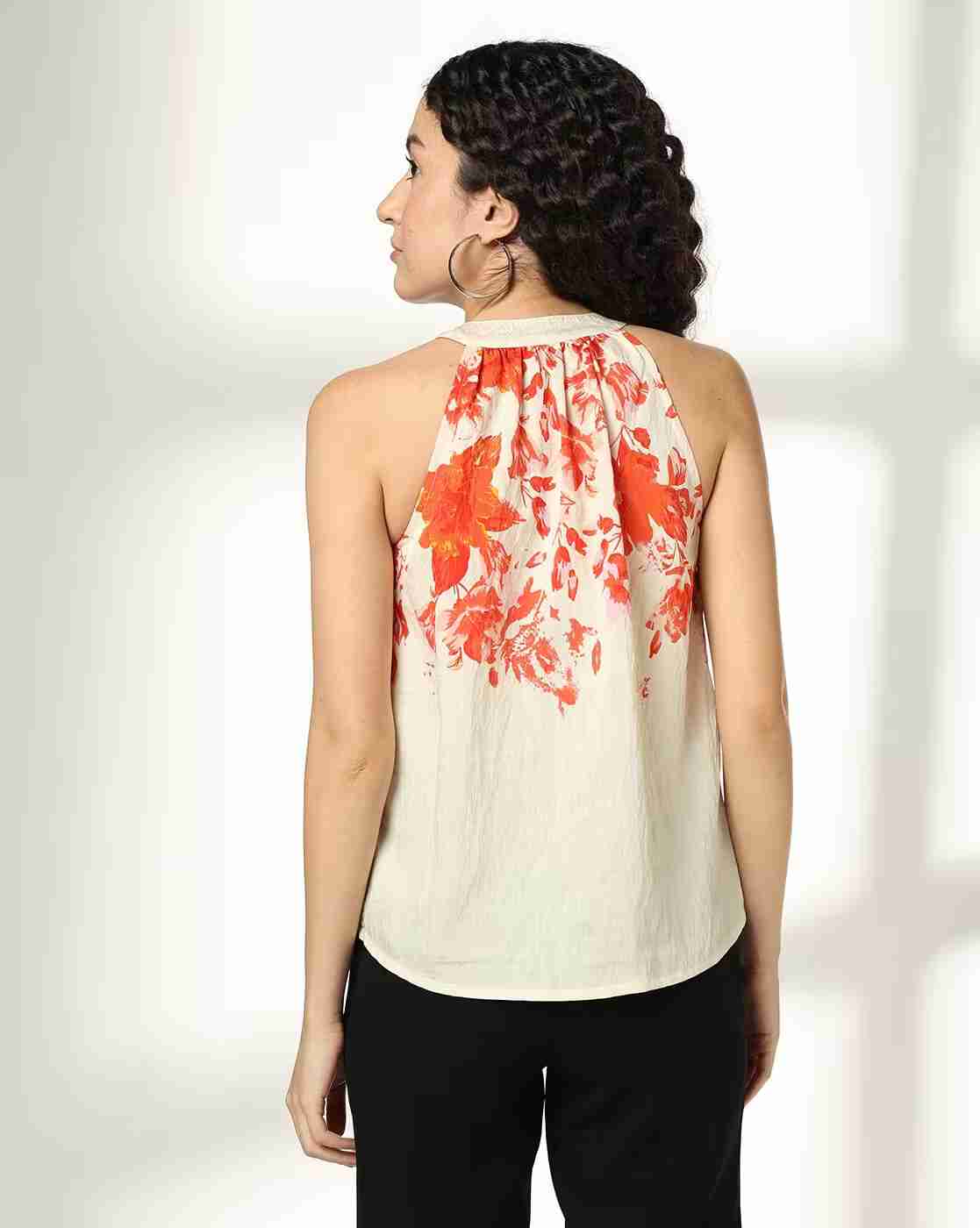FIG | Women Floral Print Relaxed Fit Halter-Neck Top|2