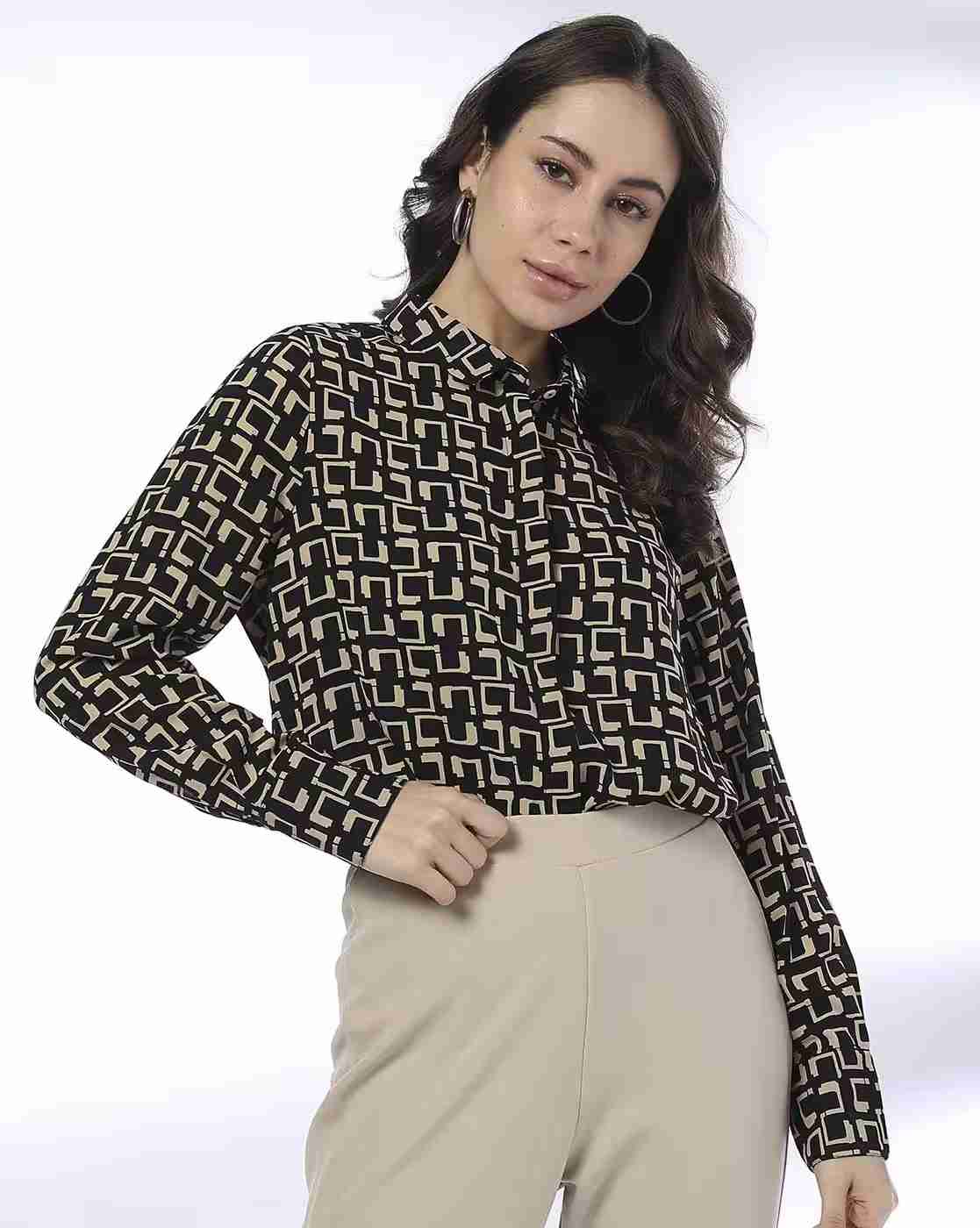 FIG | Women Geometric Print Relaxed Fit Shirt|0