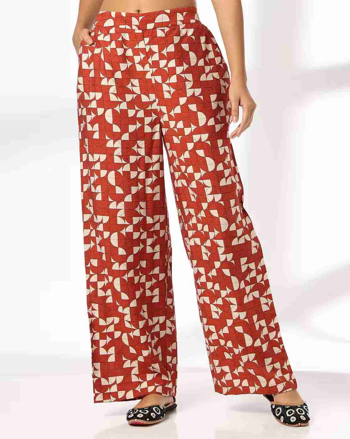 FIG | Women Geometric Print Wide-Leg Pants|0
