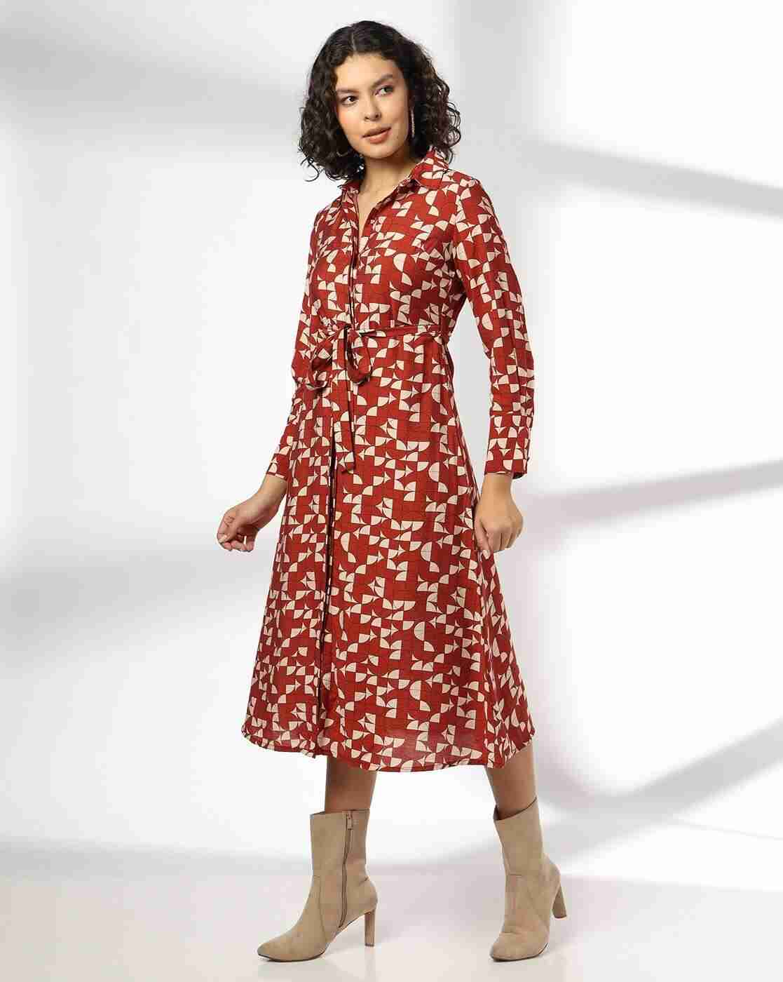 FIG | Women Geometric Print Shirt Dress|1