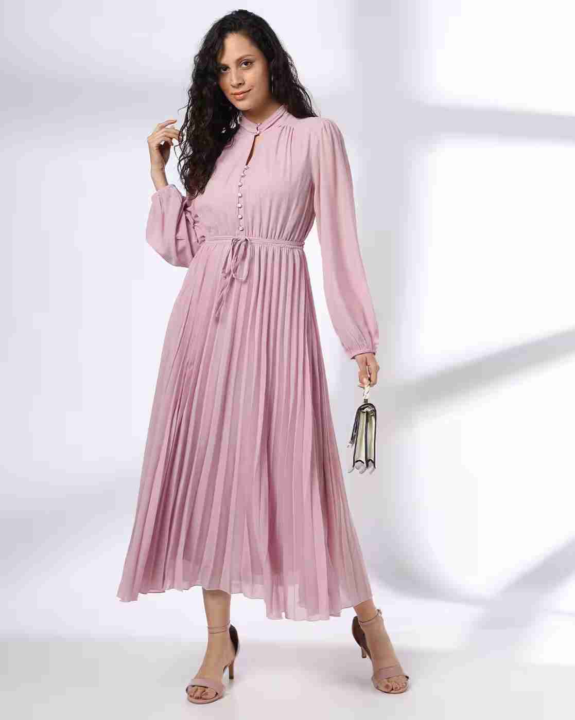 FIG | Women Fit & Flare Dress with Band Collar|0