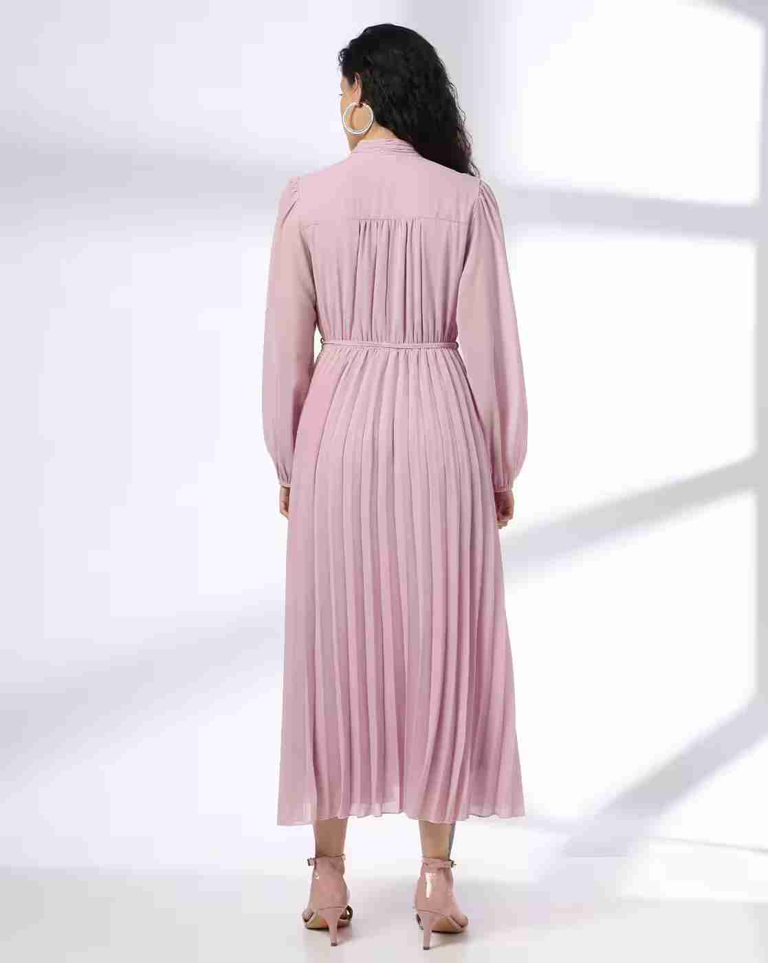 FIG | Women Fit & Flare Dress with Band Collar|2