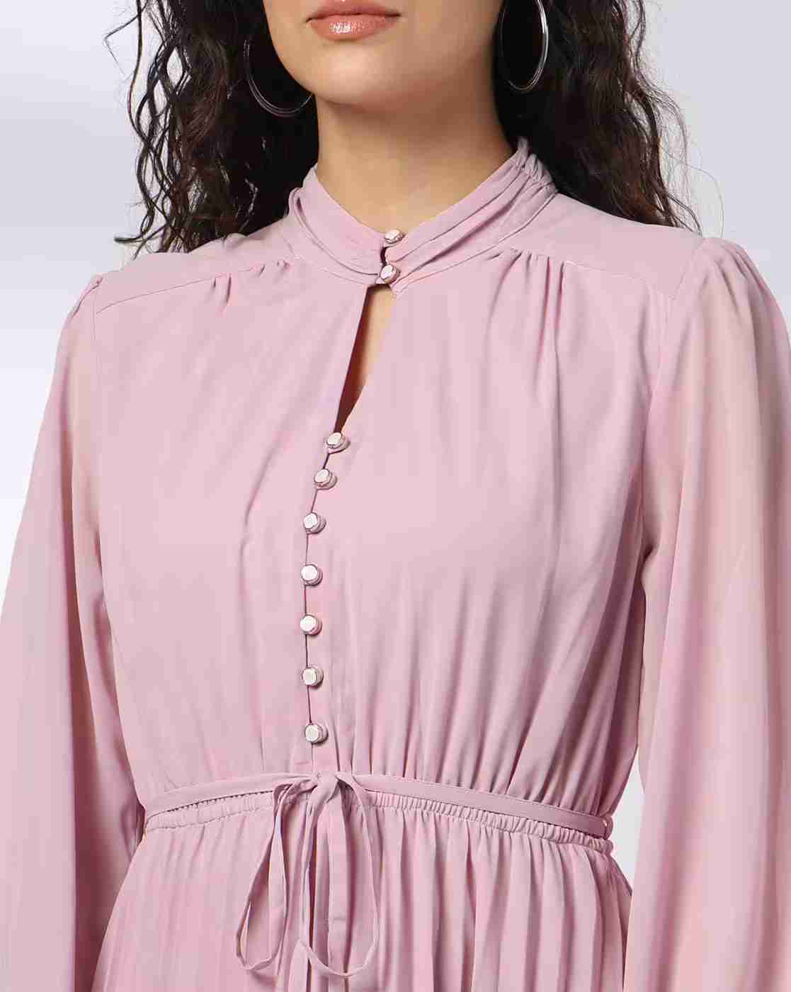 FIG | Women Fit & Flare Dress with Band Collar|3
