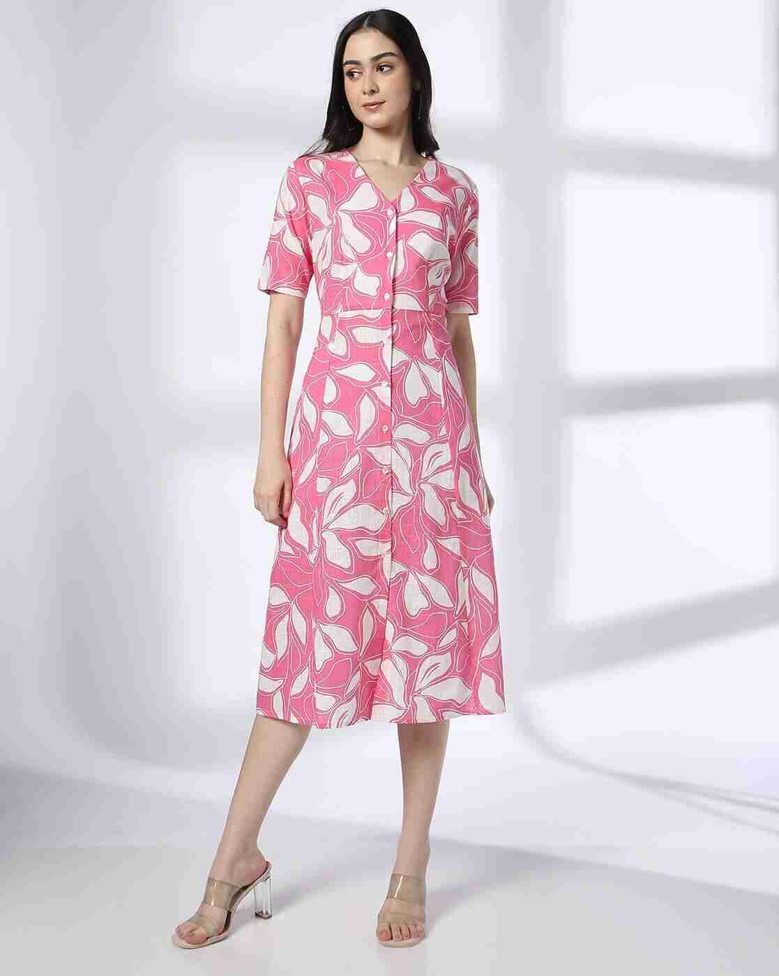 FIG | Women Leaf Print Shirt Dress|0