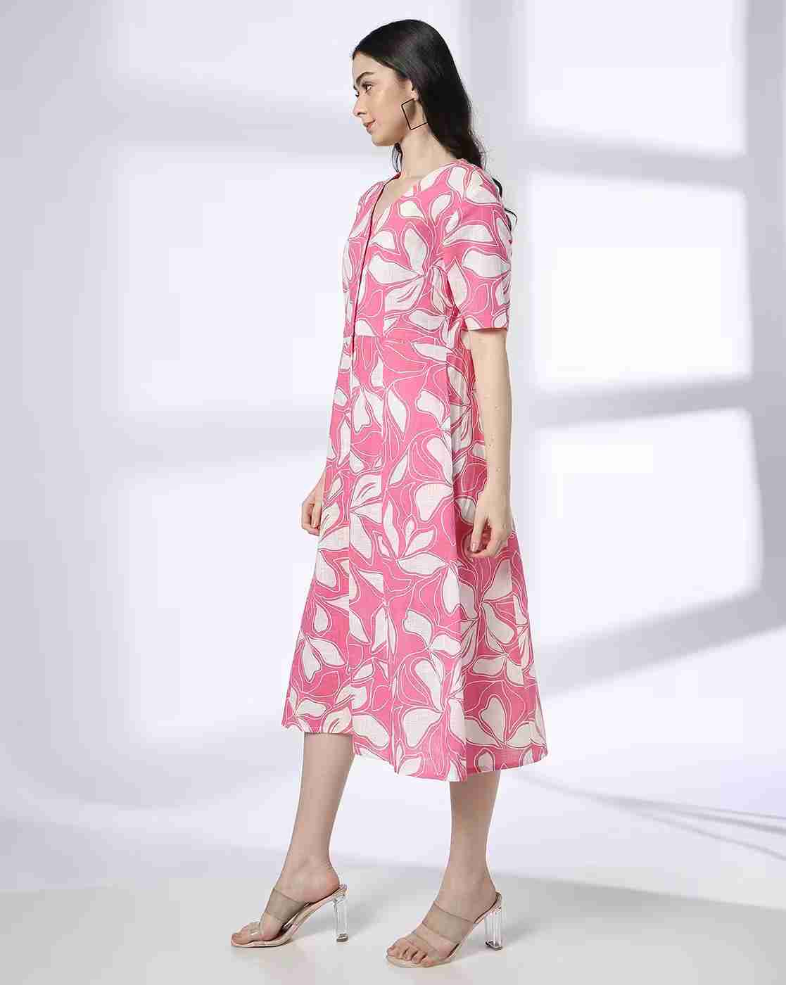 FIG | Women Leaf Print Shirt Dress|1