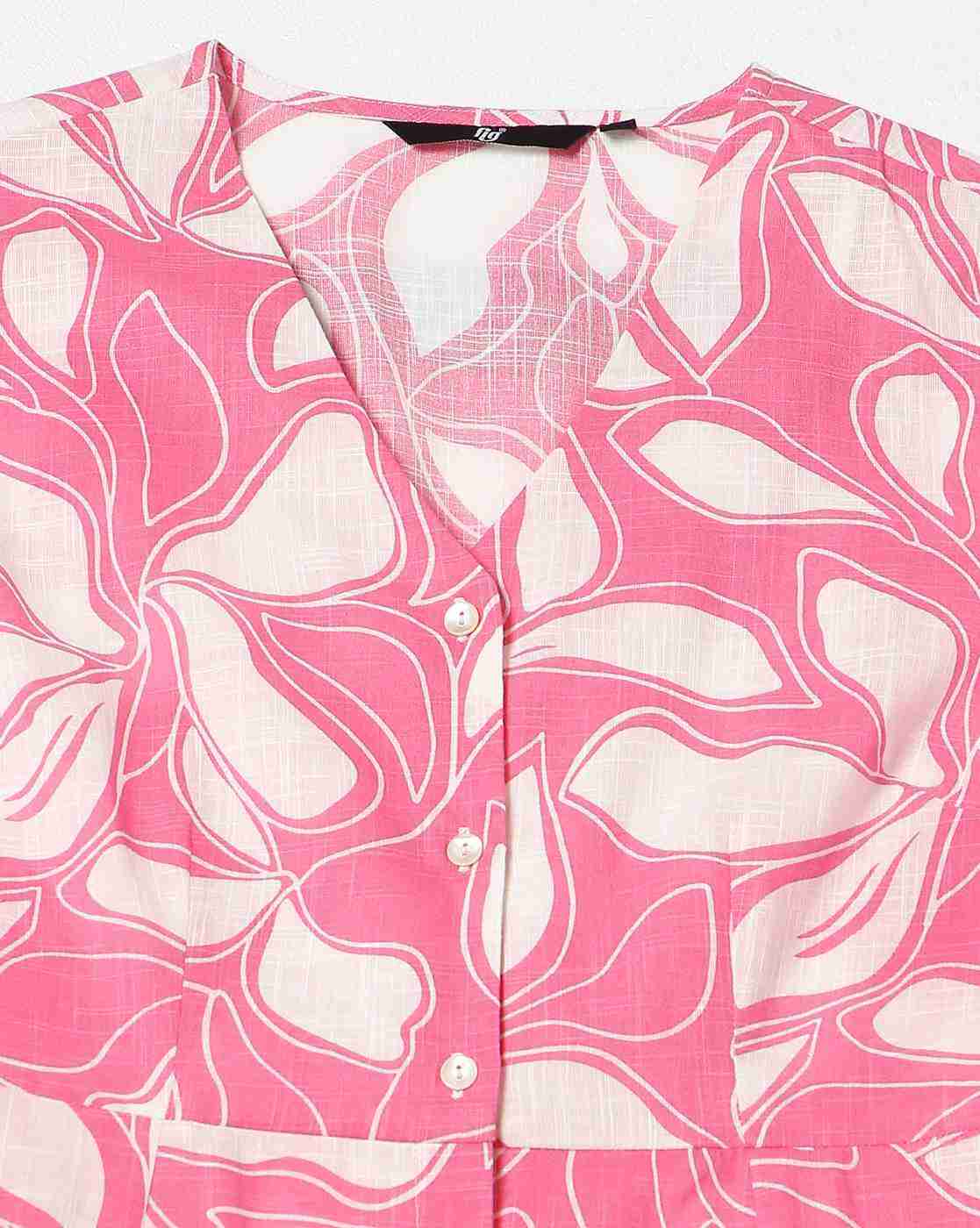 FIG | Women Leaf Print Shirt Dress|5