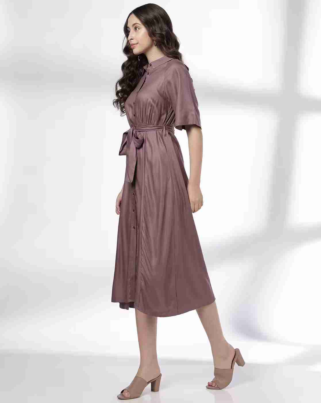 FIG | Women Shirt Dress with Waist Tie-Up|1