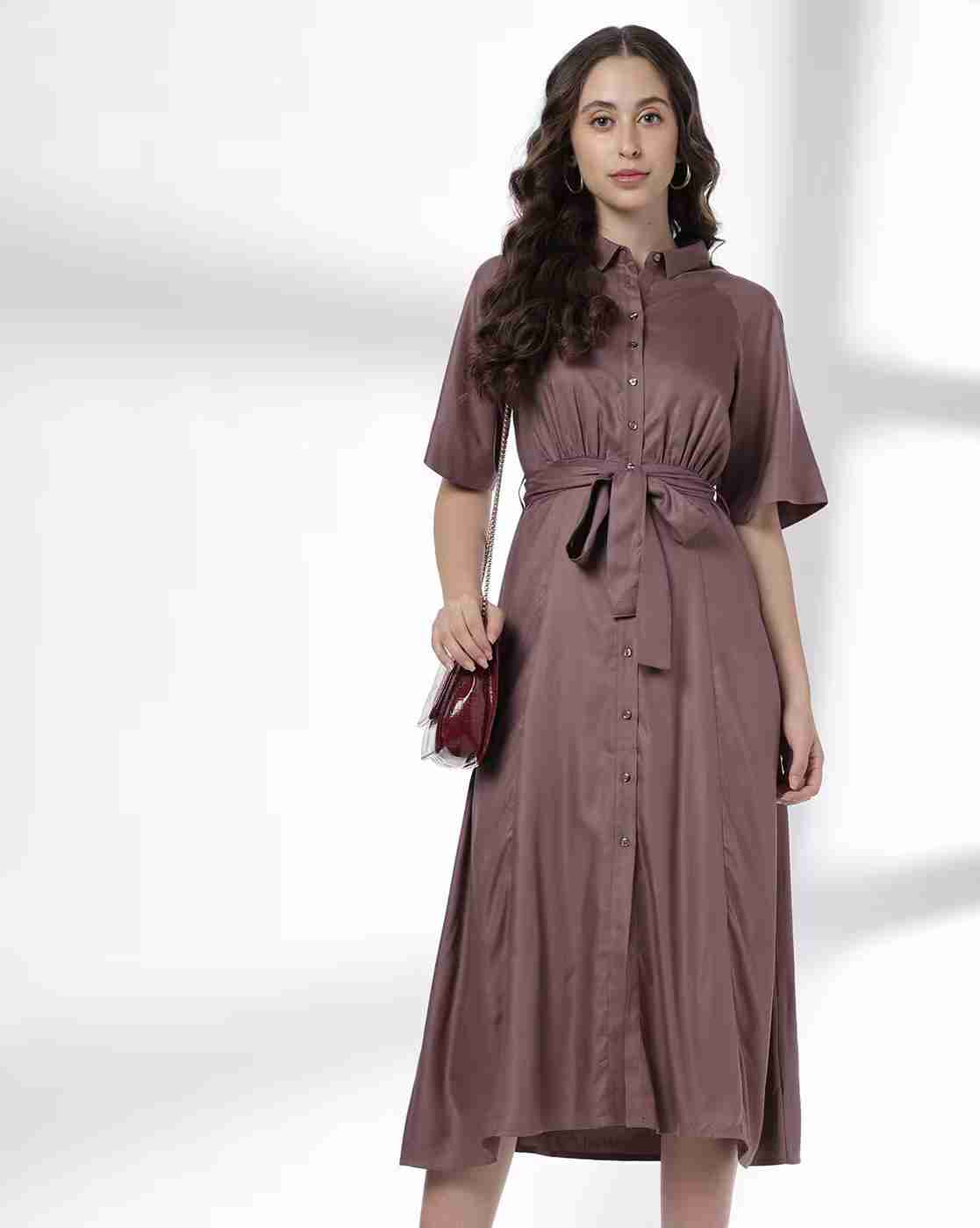 FIG | Women Shirt Dress with Waist Tie-Up|3