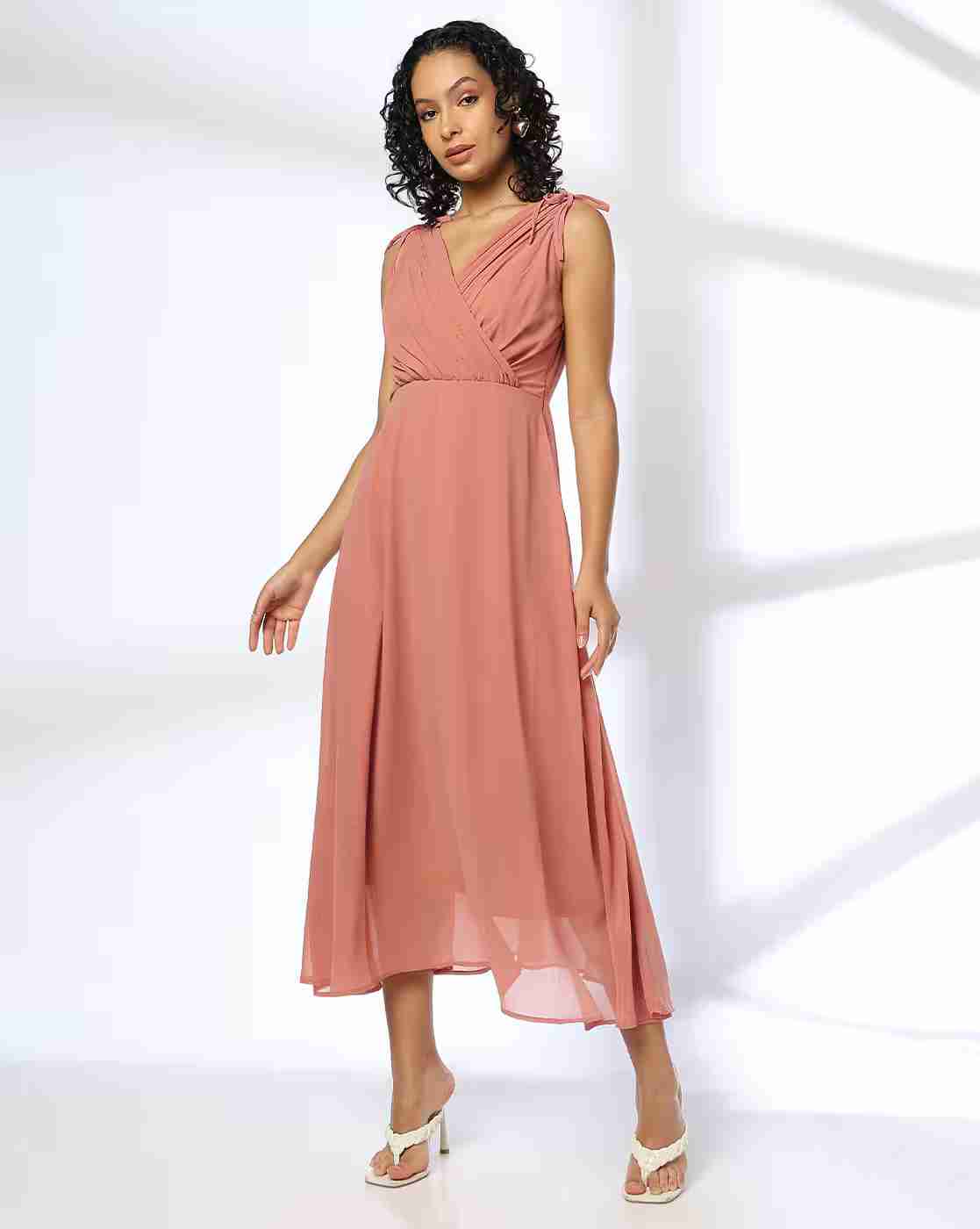 FIG | Women V-Neck Fit & Flare Dress|0