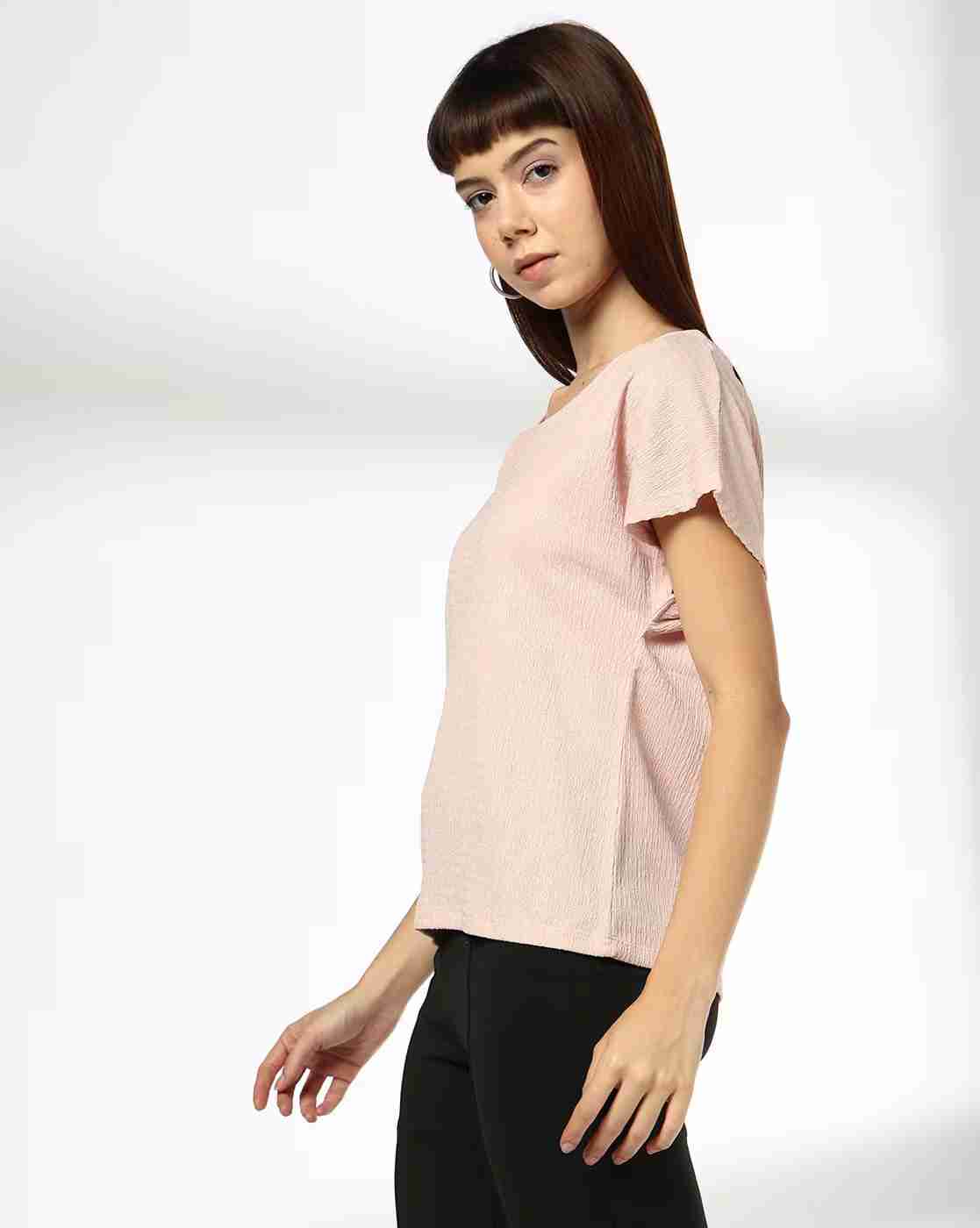 FIG | Women Crinkled Relaxed Fit Knit Top|1