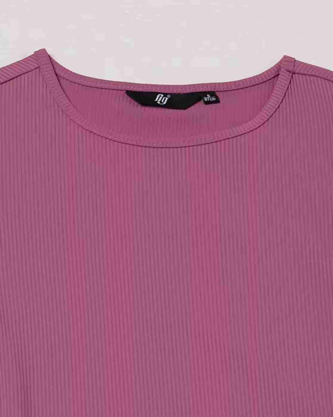 FIG | Women Ribbed Relaxed Fit Crew-Neck T-Shirt|5