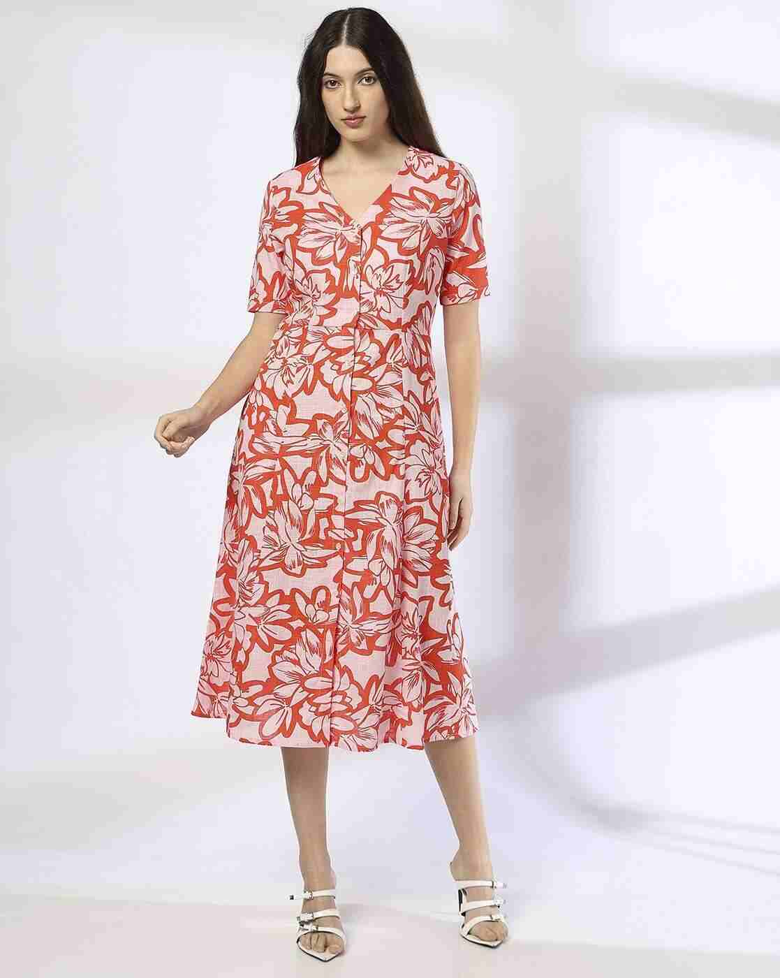 FIG | Women Floral Print A-Line Dress|0
