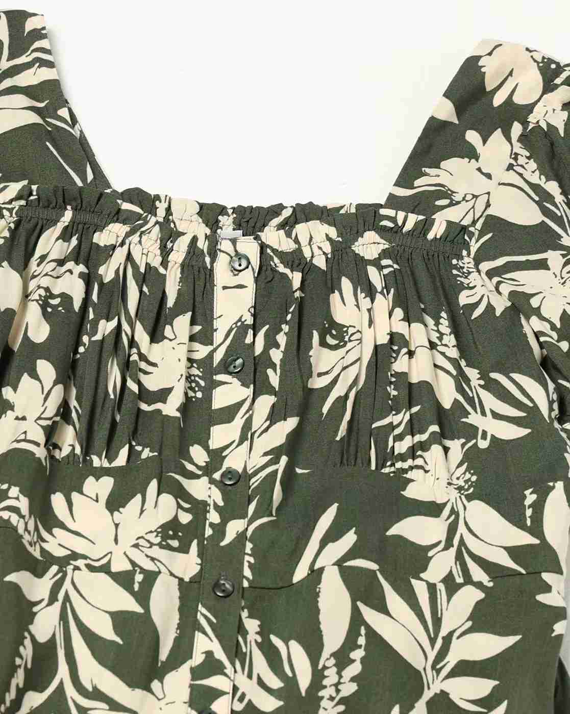 FIG | Women All-Over Leaf Print A-Line Dress|4