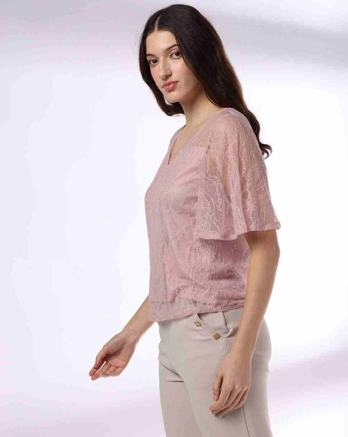 FIG | Women Lace Top with Butterfly Sleeves|1
